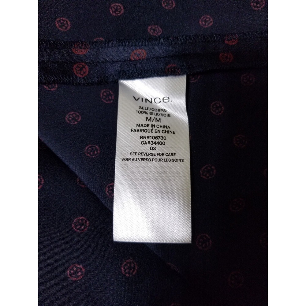 Vince Leaf Foulard 100% Silk Satin Asymmetric Midi Skirt Navy Blue XS M $325 - Picture 14 of 14